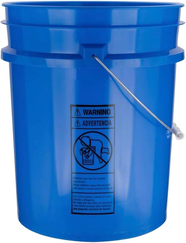 House Naturals 5 Gallon Premium HPDE Plastic Bucket - Made in USA Food Grade Storage Container, BPA Free All Purpose Pail (1, Blue)