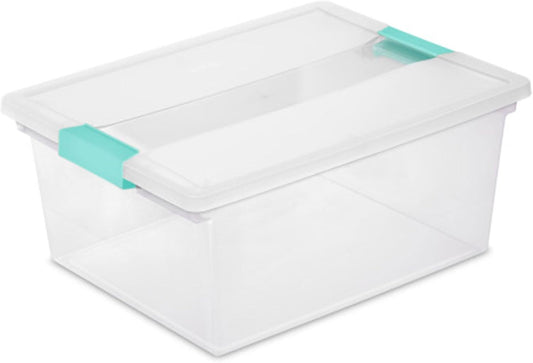 Sterilite 16-Pack Clip Box, Stackable Clear Plastic Bins with Latching Lids, Deep - Writing, Arts or Crafts Supplies Storage Containers for Home, Office, Classroom and Workshop Organization