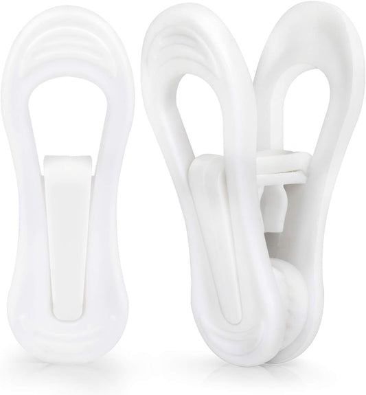 Tinfol White Plastic Hanger Clips, 24 Pack Hanger Clips- Strong Pinch Grip Finger Clips for Plastic Clothes Hangers, Multi-Purpose Hangers Clips