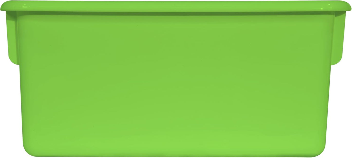 Wood Designs Cubby Storage Bin, Heavy Duty Plastic Containers for Kids Lime Green Cubby Tray Set of 12