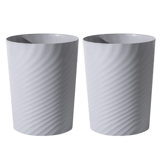 UUJOLY Plastic Small Trash Can Wastebasket, Garbage Container Basket for Bathrooms, Laundry Room, Kitchens, Offices, Kids Rooms, Dorms, (Grey, 1.8 Gallon/2 Pack)