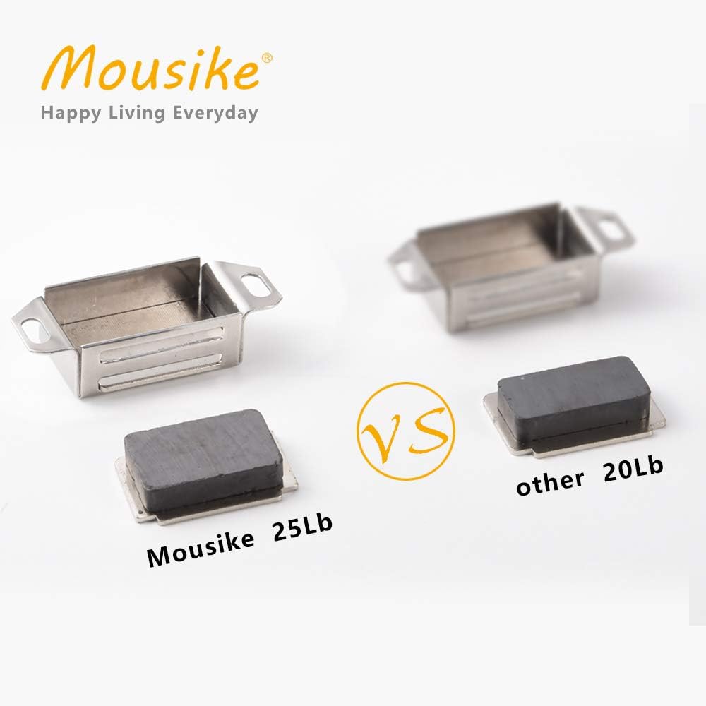 Mousike Cabinet Magnets 30lb Stainless Steel Magnetic Door Catch with Strong Magnetic for Kitchen Cupboard Wardrobe Closet Cabinet Door Drawer Latch(2.1"(Silver 6 Pack))