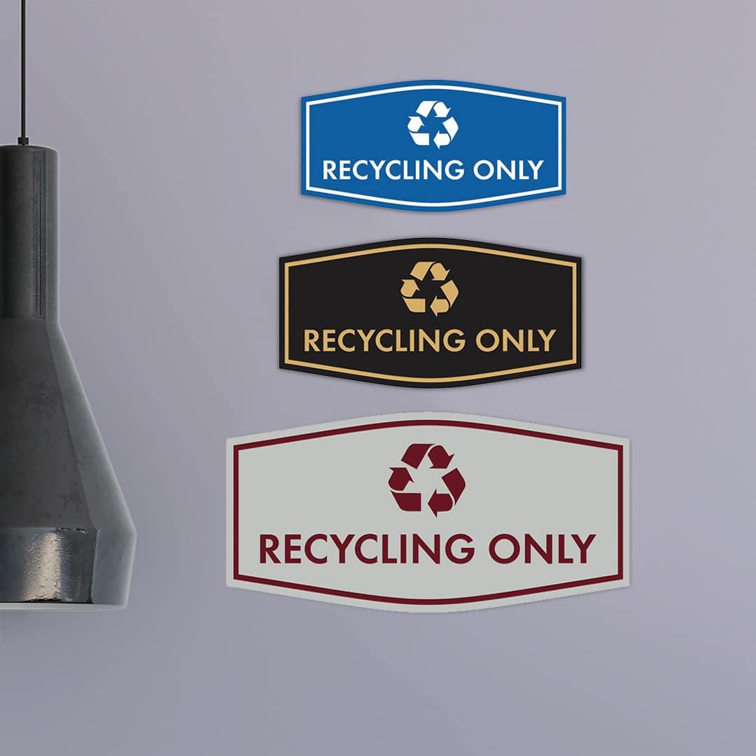 Fancy Recycling Only Sign (Black) - Large