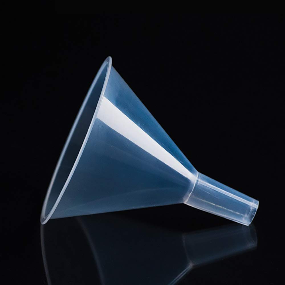 DEDC 4 Pack Clear Plastic Filter Funnel, Small Oil Funnels for Filling Bottles, Liquid Transfer Funnel for Kitchen, Laboratory, Garage, Car, 5.9 inch Dia Mouth