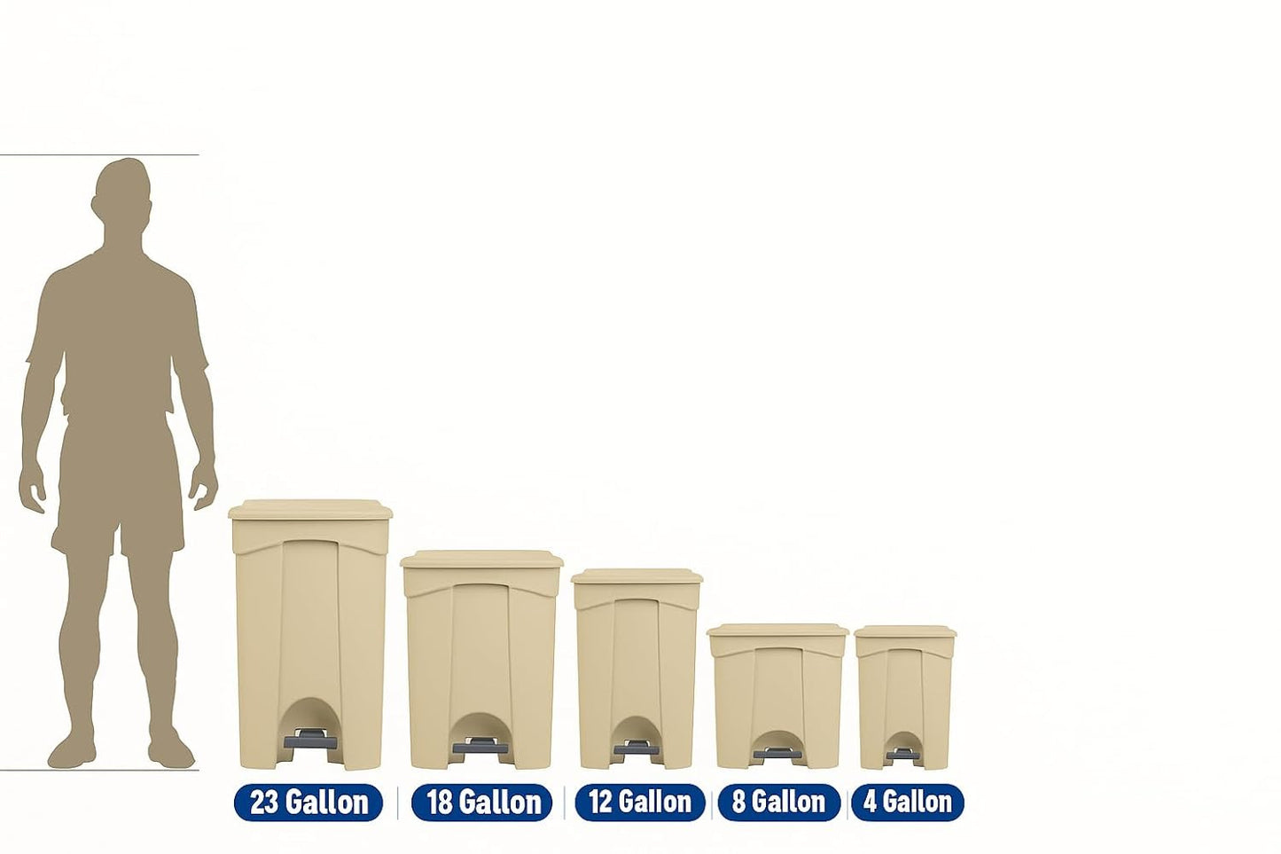 PRO&Family Step-On Trash Can with Lid, Plastic Waste Bin, Foot Pedal Operation (Black, 18 Gallon)