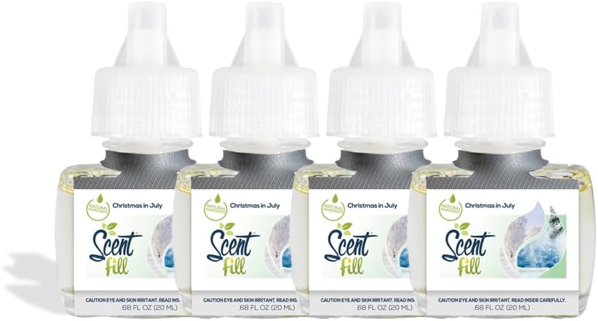 Scent Fill "Christmas in July" Plug in Air Freshener, 4 Scented Oil Refills