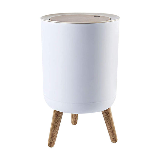 Trash can，7Liter/1.8 Gallon Garbage can with Press top Lid，Nordic Modern Waste Basket，Plastic Trash bin Suitable for Kitchen, Bathroom, Bedroom, Living Room, Office, Outdoor，Dog Proof Trash can……