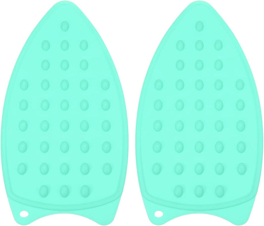 PATIKIL Silicone Iron Rest Pad, 2 Pcs Multipurpose Hot Heat Resistant Iron Rest Plate Protective Pad for Ironing Board Hot Resistant Steamer Steam Compact Mat, Lake Blue