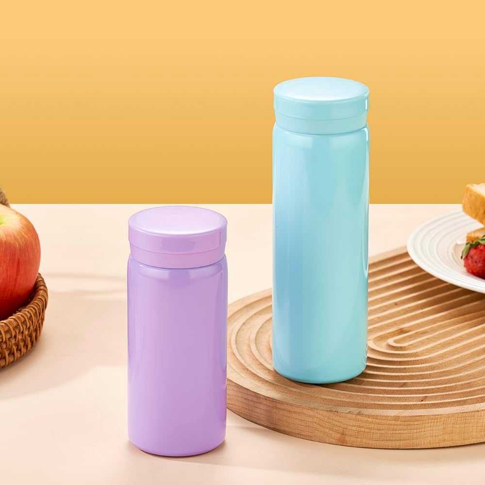 10oz Mini Water Bottle Stainless Steel Thermos Small Flask - Insulated Vacuum, Leak Proof, Keeps Drinks Hot/Cold - Ideal for Coffee, Tea, Water - Light Blue