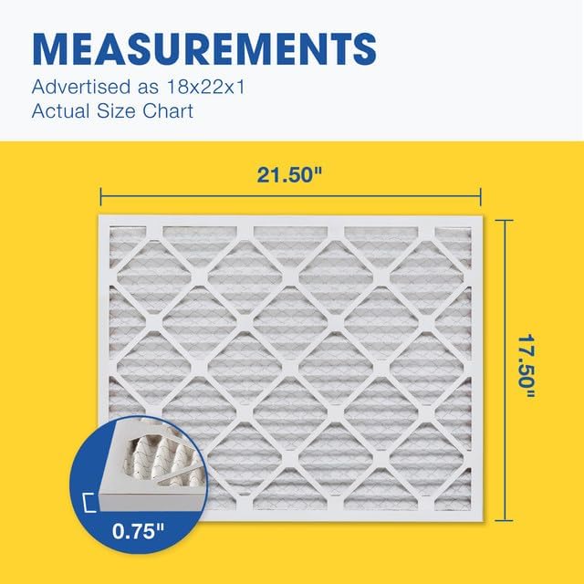 Aerostar 18x22x1 MERV 13 Pleated Air Filter, AC Furnace Air Filter, 6 Pack (Actual Size: 17 1/2" x 21 1/2" x 3/4")