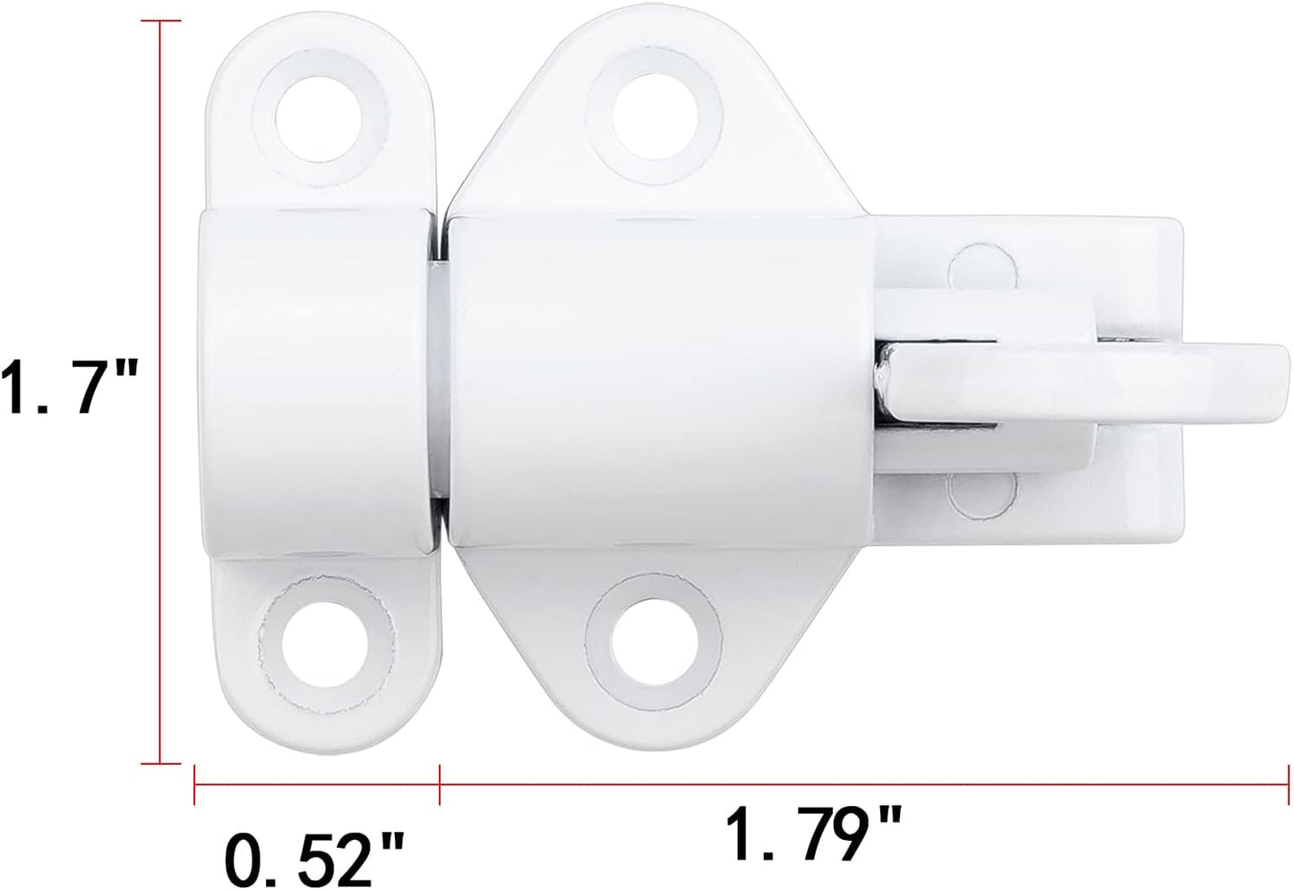 8 Packs Self-Closing Latches，White Spring Door Lock，Resilient Bolt Latch Aluminum Alloy Safety Automatic Spring Barrel Slide Door Lock with Screws,Used for Gate,Window and Cabinet etc