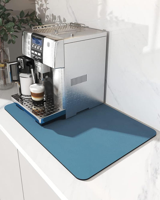 AMOAMI-Coffee Mat Hide Stain Rubber Backed Absorbent Dish Drying Mat for Kitchen Counter-Coffee Bar Accessories Fit Under Maker Machine Pot Espresso Machine Dish Rack