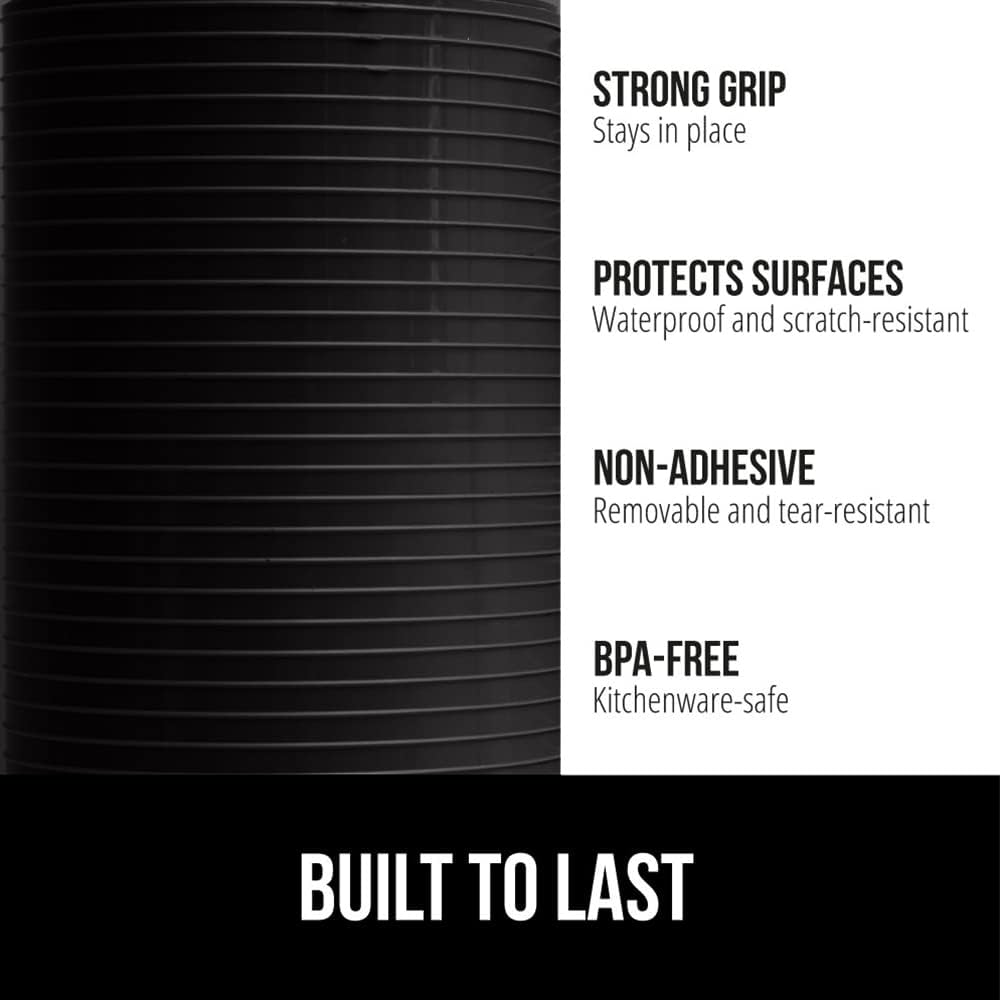 GORILLA GRIP DuraGuard Shelf Liner, 20x30 Non-Adhesive Cabinet Liners for Kitchen Drawers, Shelves, Refrigerator, Pantry Storage, Bathroom Closet, Durable Waterproof BPA Free Ribbed Plastic, Jet Black