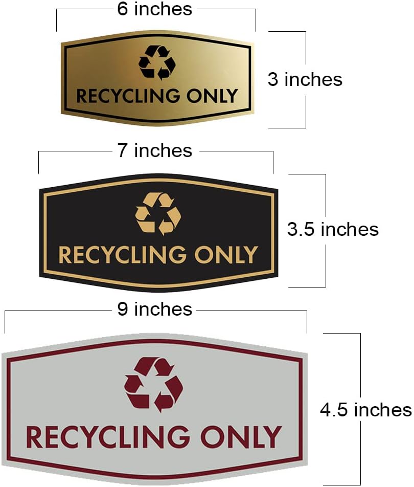 Fancy Recycling Only Sign (Brushed Silver) - Medium
