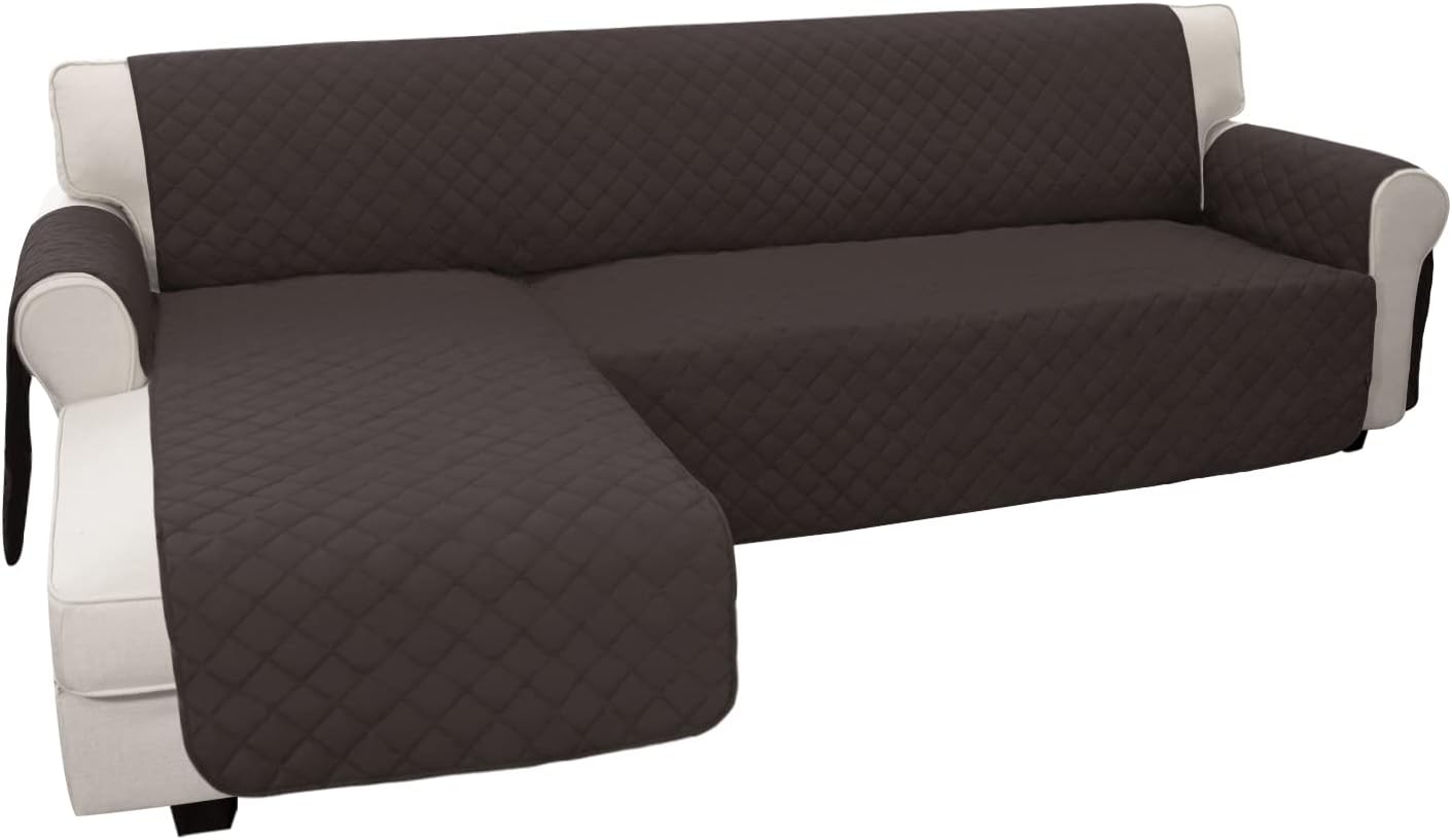 Easy-Going Sofa Slipcover L Shape Sofa Cover Sectional Couch Cover Furniture Protector Mat for Pets Dog Cat (Small,Chocolate/Chocolate)