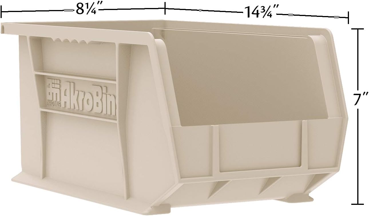 Akro-Mils 30240 AkroBins Plastic Storage Bins, Space-Saving Stackable Bins for Garage, Pantry, Craft Organization, 15-Inch x 8-Inch x 7-Inch, Green, 12-Pack