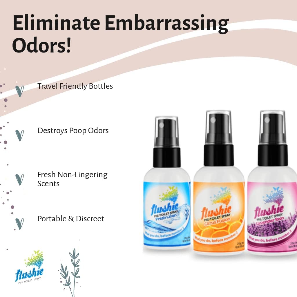 Flushie Pre-Toilet Spray for Travel - Toilet Deodorizer & Poop Odor Eliminator