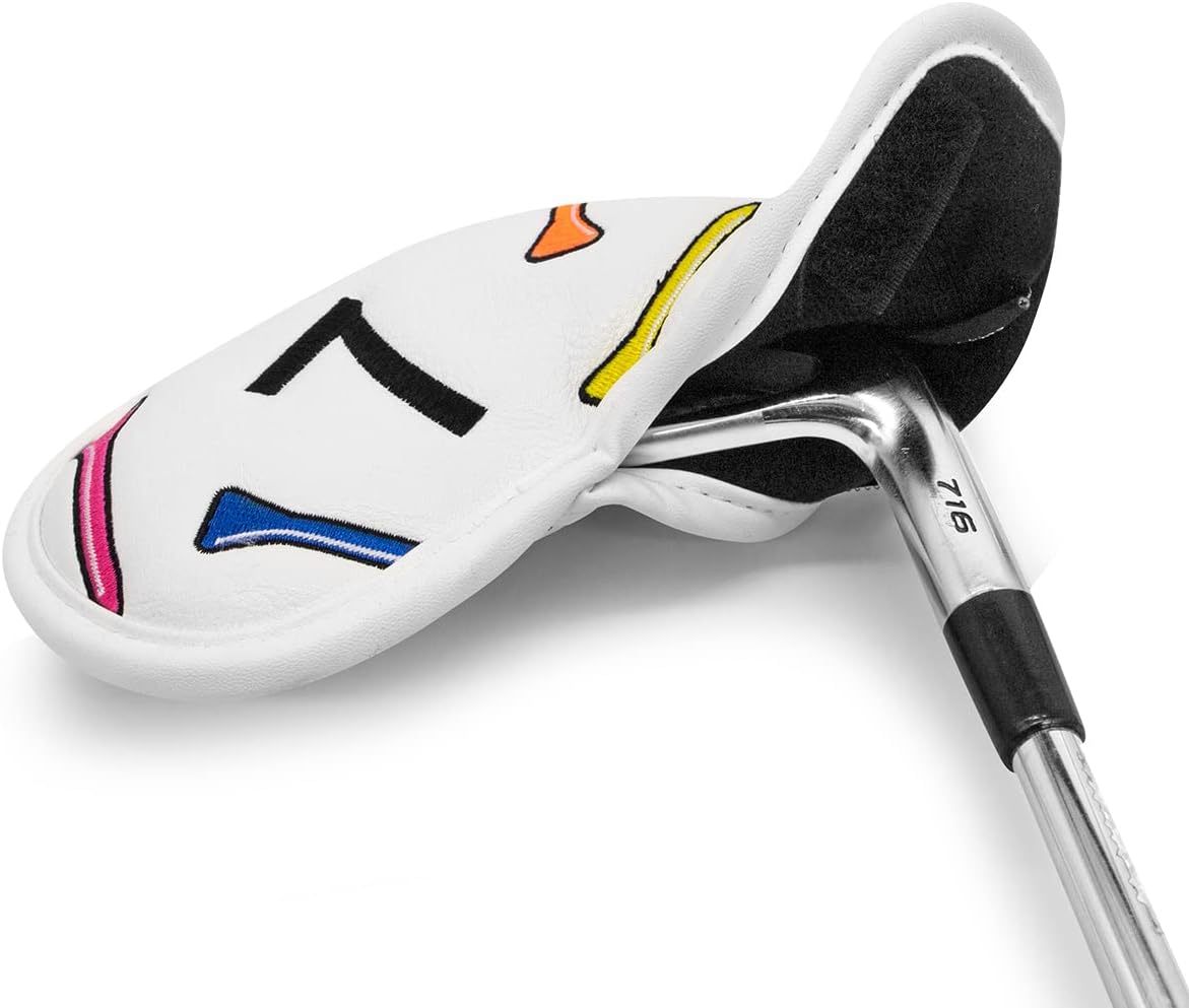 Golf Iron Head Covers 9/10pcs Leather Golf Club Covers for Iron with Magic Tape Fit Most Brand(Colorful Tee/10pcs)