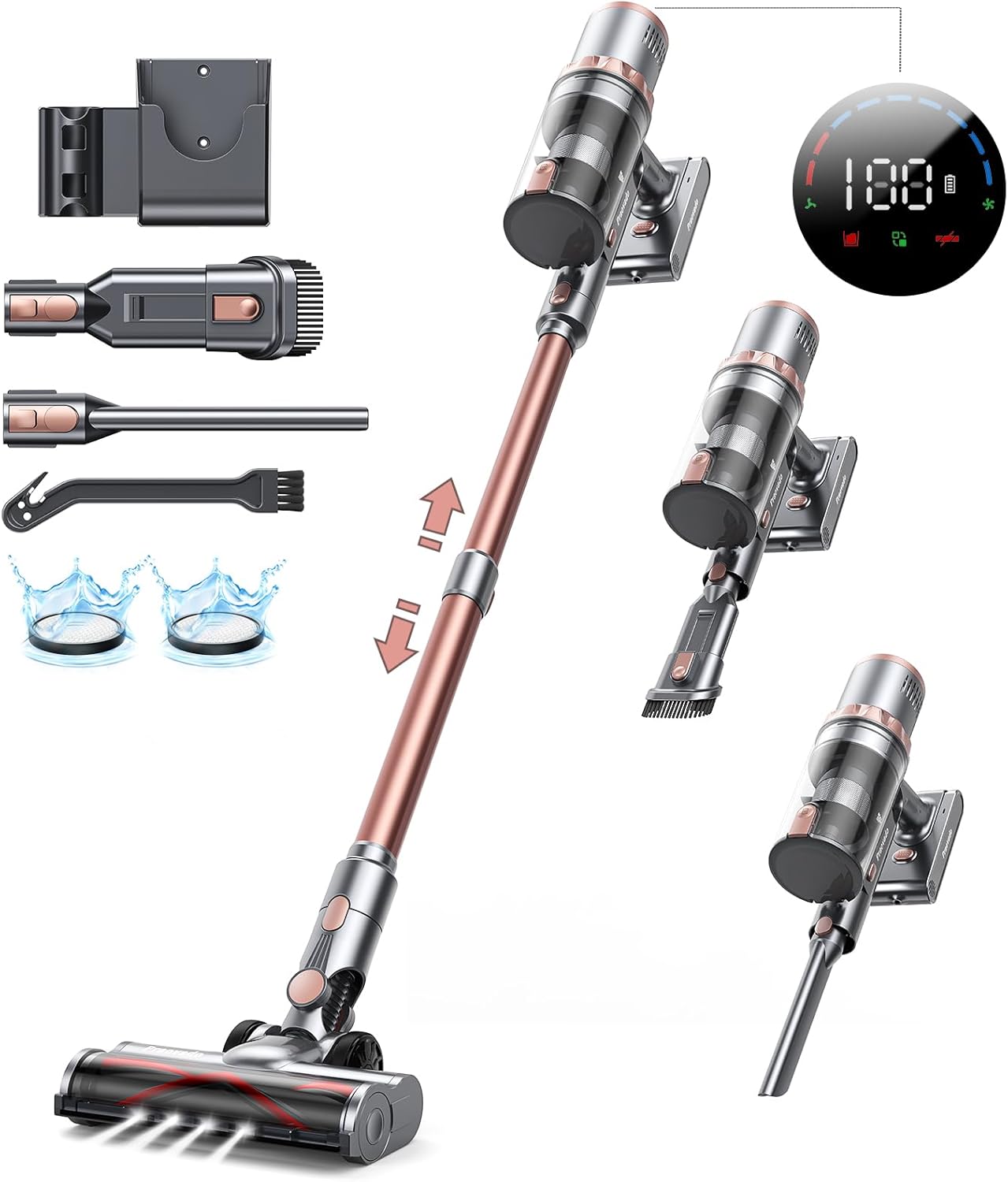 Cordless Vacuum Cleaner Handheld Vacuums 500W/45Kpa Lightweight Stick Vacuums Powerful Suction with 60min Runtime for Home Pet Hair Car