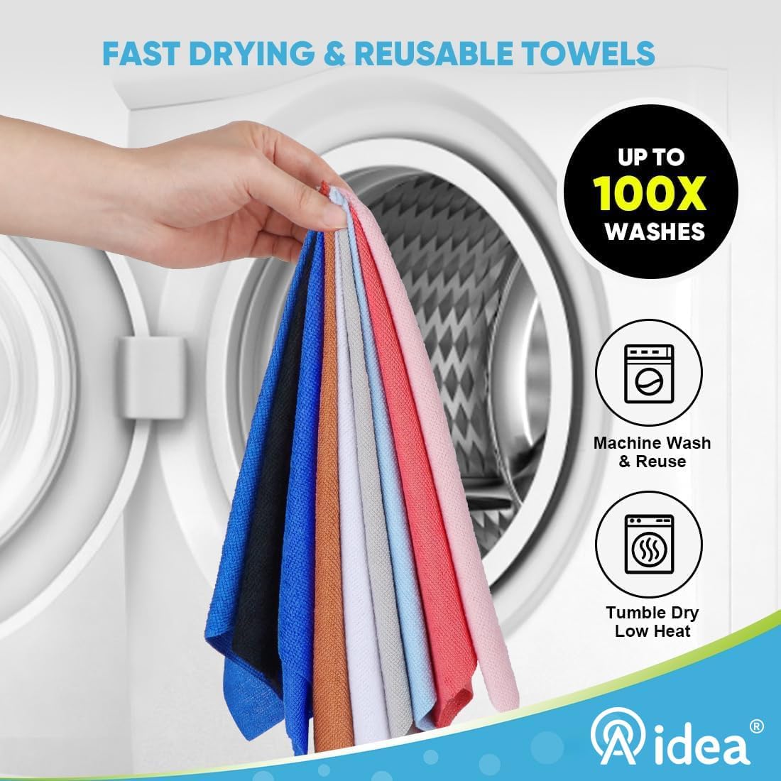 AIDEA Microfiber Cleaning Cloth 165 Sheets 3 Roll, Microfiber Towels for Cars, Shop Rags Washable, Cleaning Rags Reusable Paper Towels for Automotive, House, Cleaning Supplies 11×9" Dark Blue