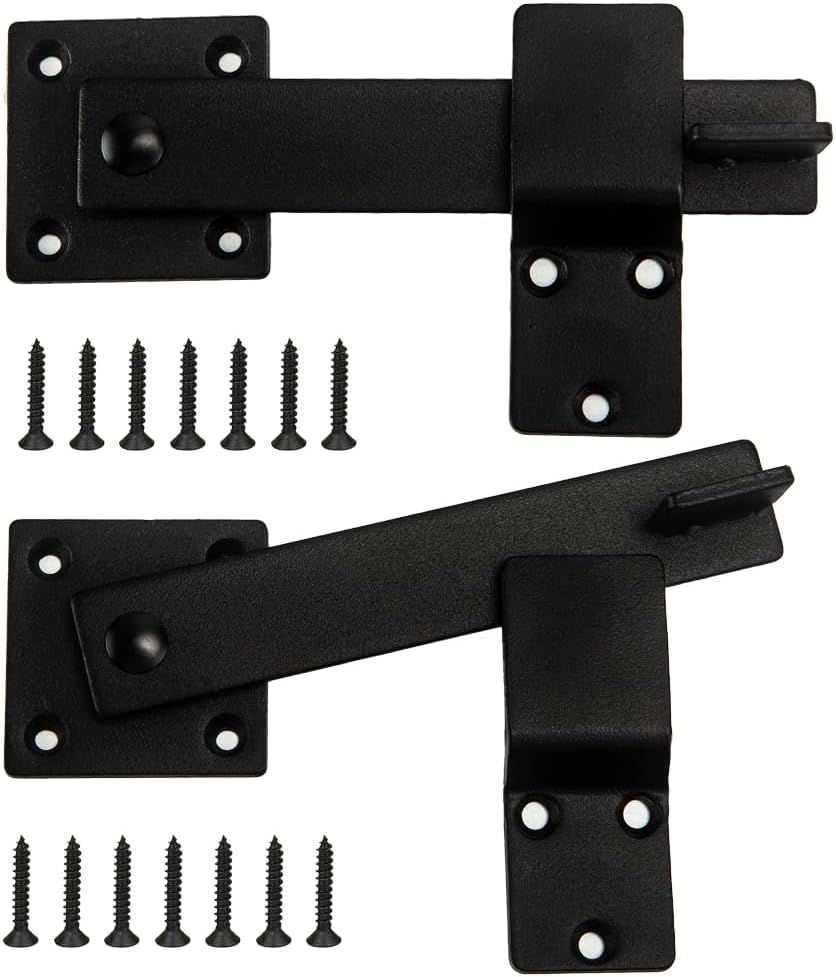 2 Pack Flip Gate Latch Lock 6'' Adjustable Barn Door Lock Hardware Safety Rustic Gate Lock for Ourdoor Wooden Fence, Cabinet, Shed, Sliding Doors