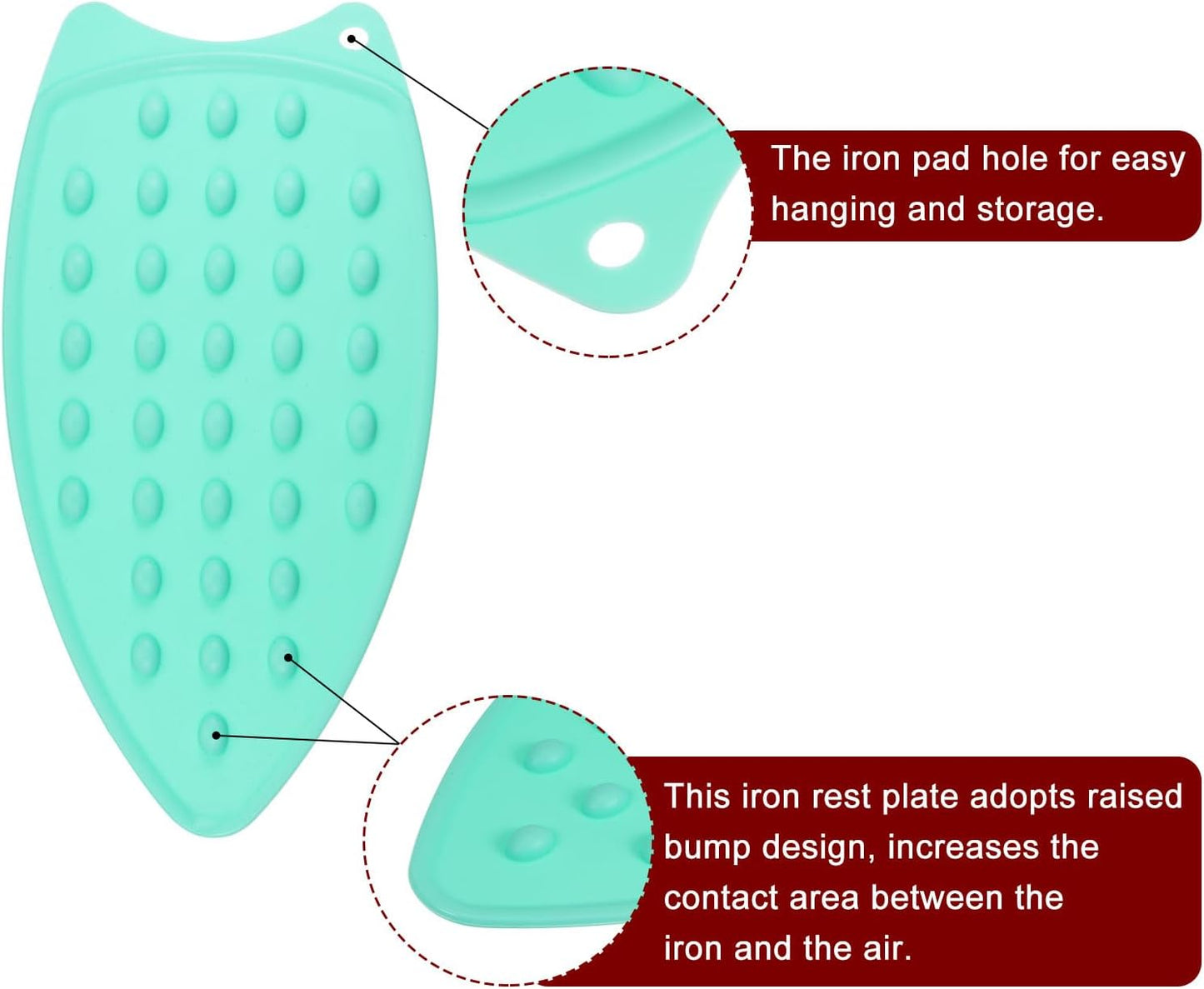 HARFINGTON Silicone Iron Rest Pad, Multipurpose Iron Hot Resistant Mat Iron Rest Plate for Ironing Board Hot Heat Resistant Steam Compact Mat, Turquoise