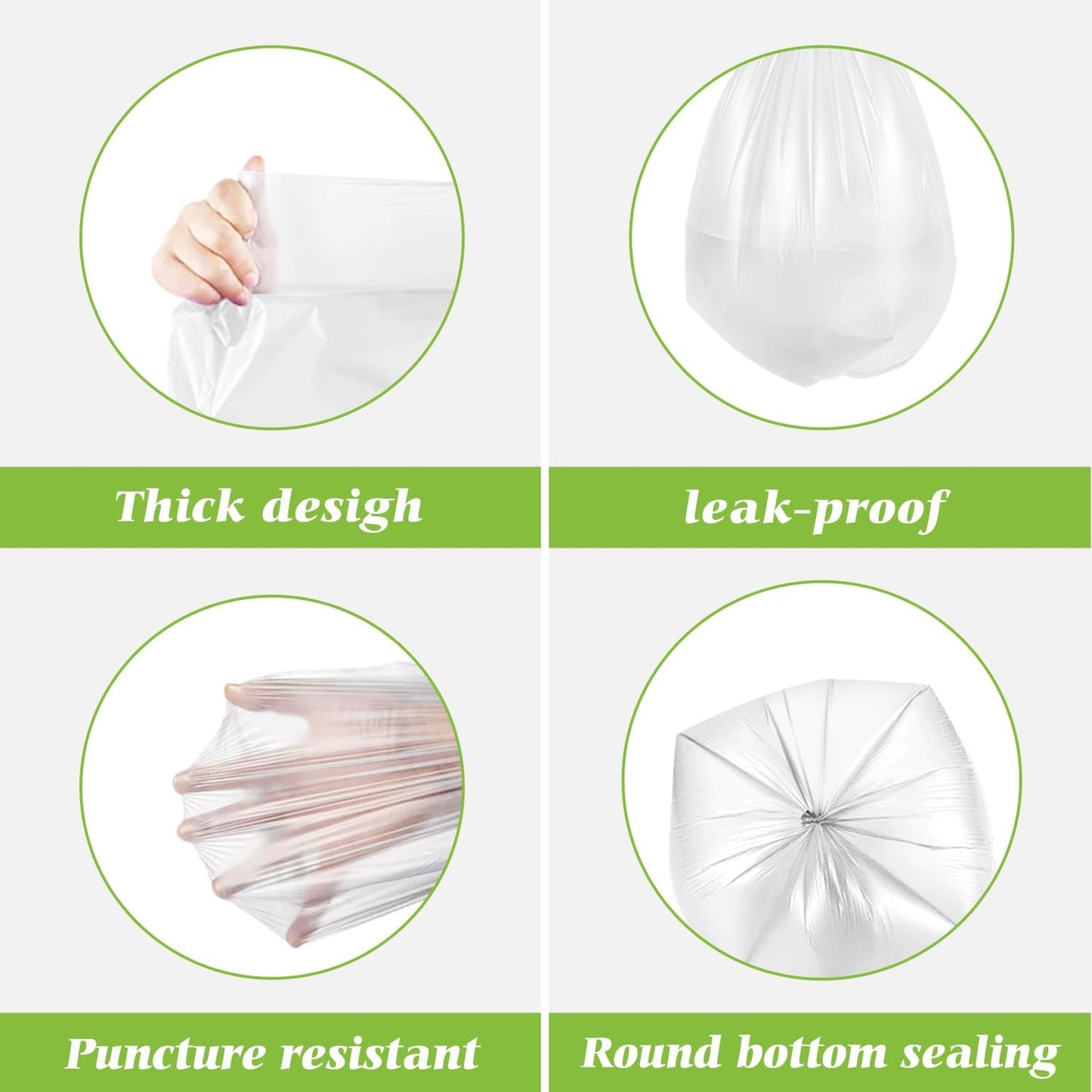 2.6 Gallon 220 Counts Strong Trash Bags Garbage Bags by Teivio, Bathroom Trash Can Bin Liners, Small Plastic Bags for home office kitchen,fit 10 Liter, 2,2.5,3 Gal, Clear