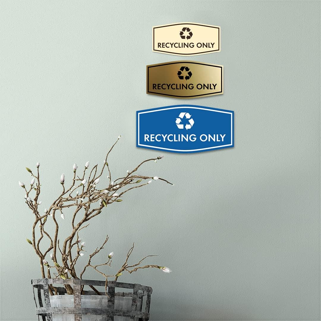 Fancy Recycling Only Sign (White/Red) - Medium