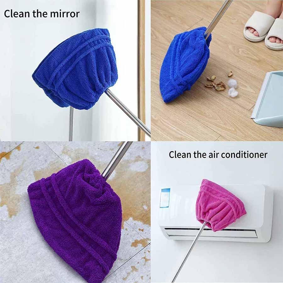 Icexeco Lazy Broom Cover Cloth, Multifunctional Lazy Brooms Cover, Washable Reusable Microfiber Broom Sweeping Refill, Wet & Dry Dual Use, Washable Mop Covers (4PCS-Brown)