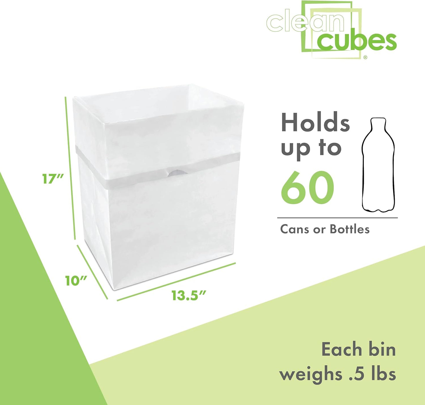 13 Gallon Disposable Pop-Up Trash Cans (3-Pack) with Fitted Bags – Foldable Garbage & Recycling Bins for Parties, Events & Kitchen (White, 17" H x 13.5" W x 10" D)