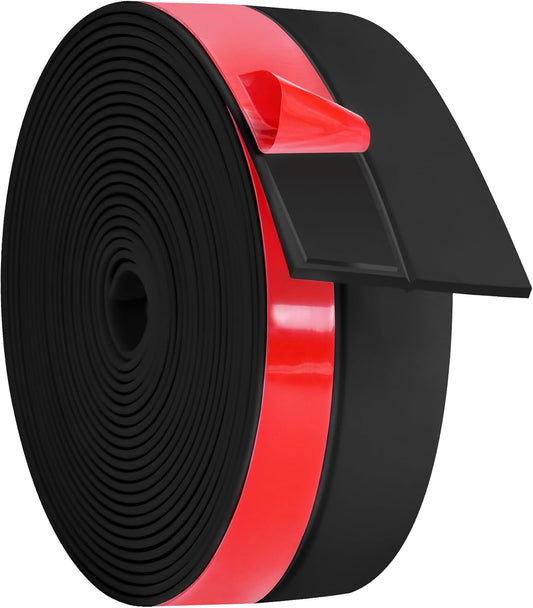 ToLanbbt Weather Stripping Silicone Door Seal Strip 2 in x 20 ft Door Draft Stopper Self Adhesive Door Draft Tape, Side & Bottom Gaps Insulation Strip for Glass Shower Door Sliding Door Window, Black