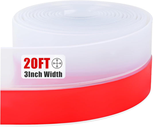 Draft Seal Tape for Doors and Windows 3 in x 20 Ft Silicone Weather Stripping Extra Thick 2mm Door Seal Strip with Strong Adhesive Draft Insulation Stopper Side Seal - Clear