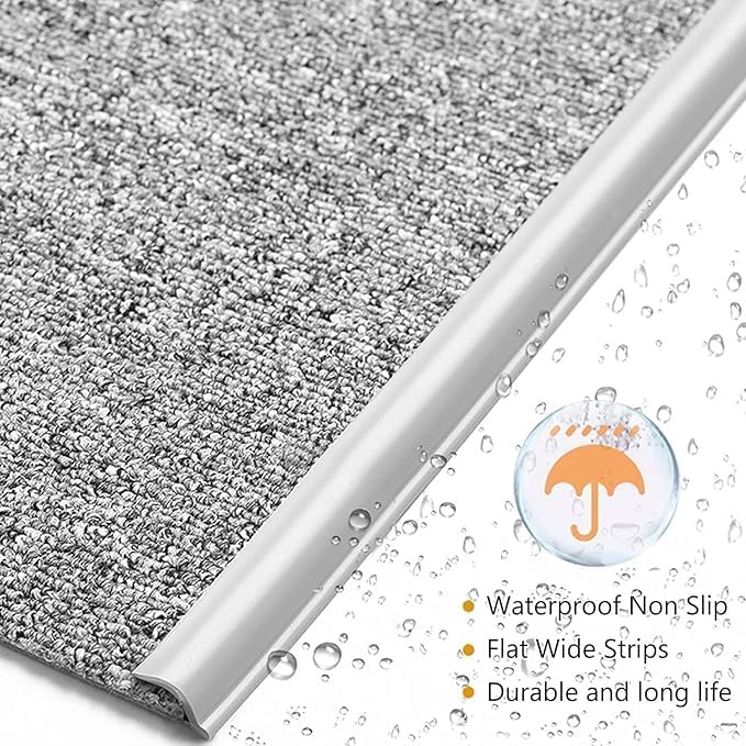 Self Adhesive Carpet Transition Strip with Edge Trim, Designed for Seamless Transitions from Carpet to Tile or Vinyl Floors, Perfect for Doorways.(Gray,40ft)