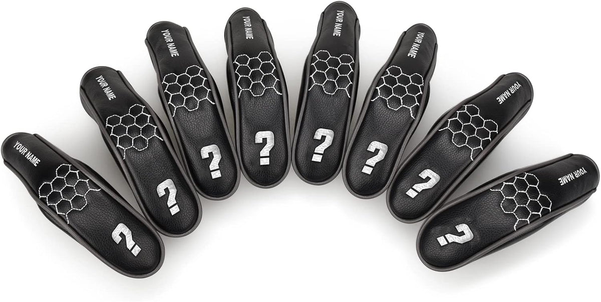 mytag 8PCS Golf Hybrid Iron Covers Set, Knit Hybrid Head Covers, Fits Cobra T Rail, Cleveland Launcher, Wilson Launch Pad, Tour Edge Hot Launch - Customizable