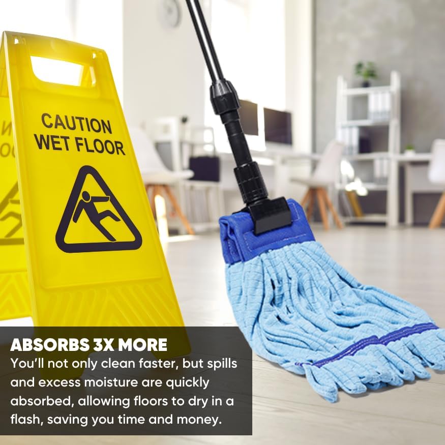 Commercial Mop Head Replacement – 1 Pack Medium Green Microfiber Tube Mop (14 oz.) | Industrial Wet Mops | Refill Heads, Machine Washable, Heavy Duty | Hardwood, Tile, Laminate, Vinyl Floors