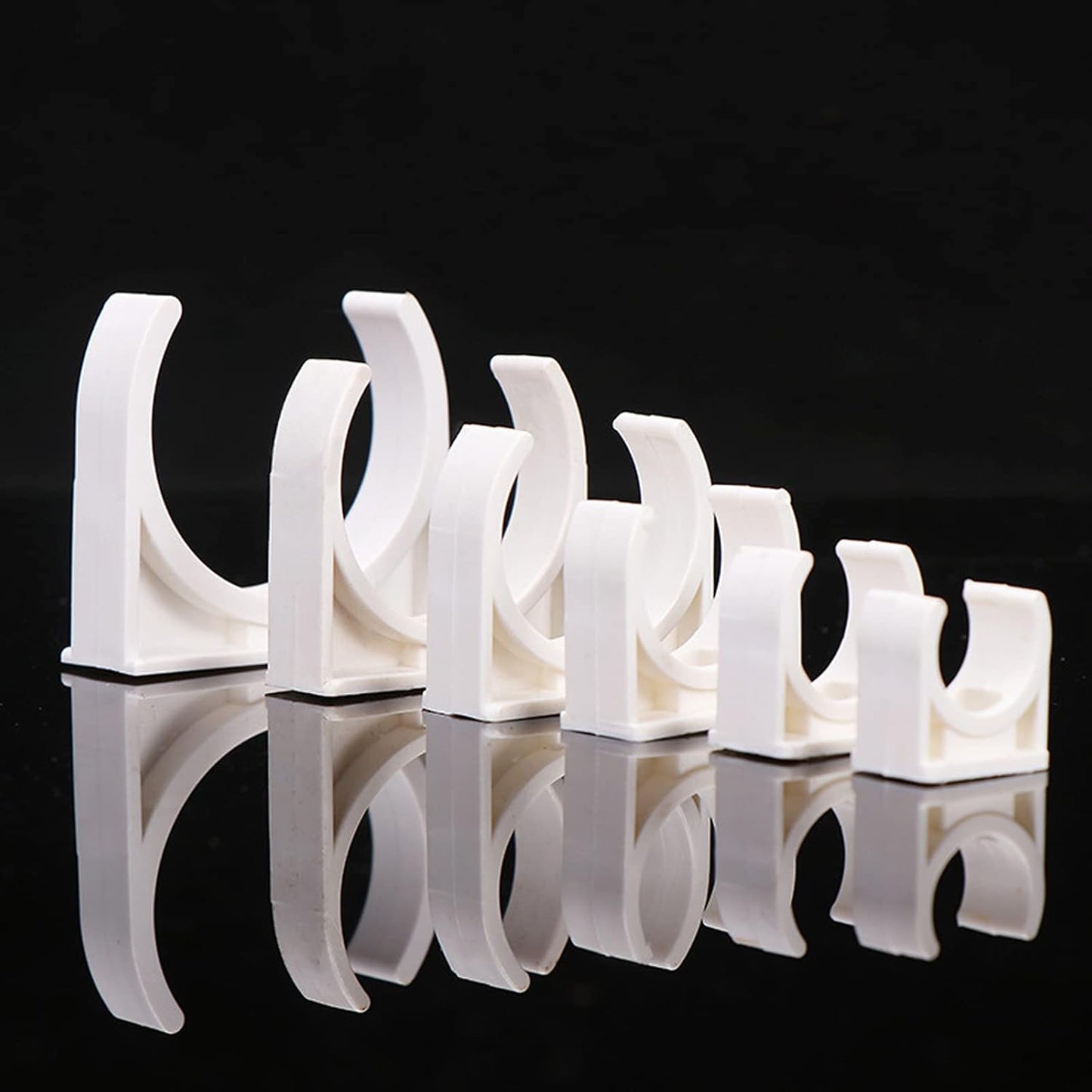 BVO 20 Pcs U-Shaped PVC Water 50mm Pipe Clamps, White, 2" (50mm) Pipes & TV Trays Tubing Hose Hanger Support Pex Tubing