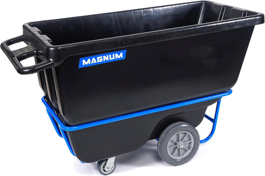 Tilt Truck, 1/2 Cu. Yd. Capacity Dump Cart with Non-Marking 12” Wheels & 5” Casters & Forklift-able Frame for Jobsites, 850 lbs, Trash Cart with Wheels DUC12T-F-NM