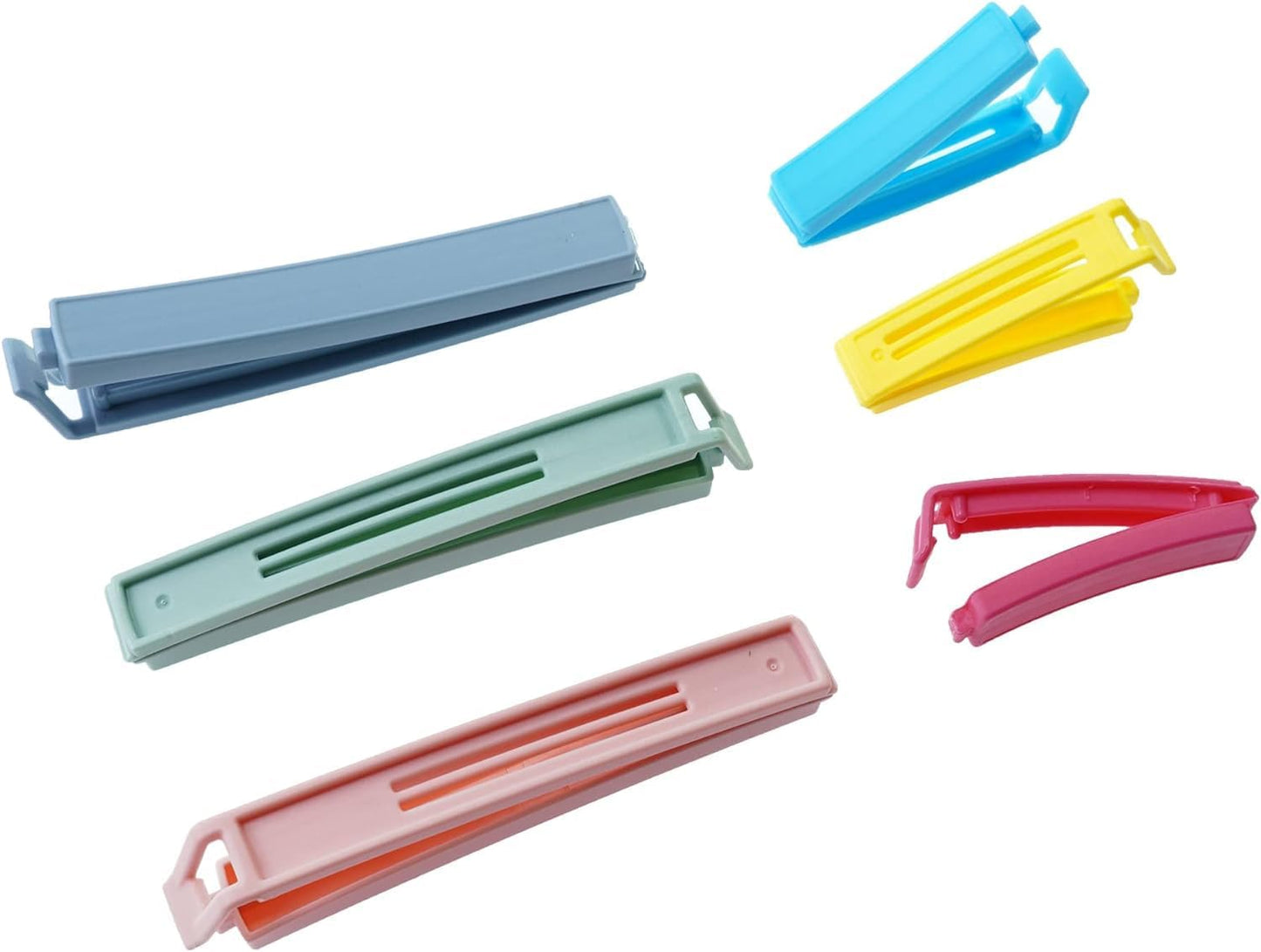 32 PCS Plastic Chip Clips for Food Packages, Curved Design Sealing Bag Clips for Food, Kitchen and Home, 2 Sizes(4.3inch x 20, 3.1inch x 12)