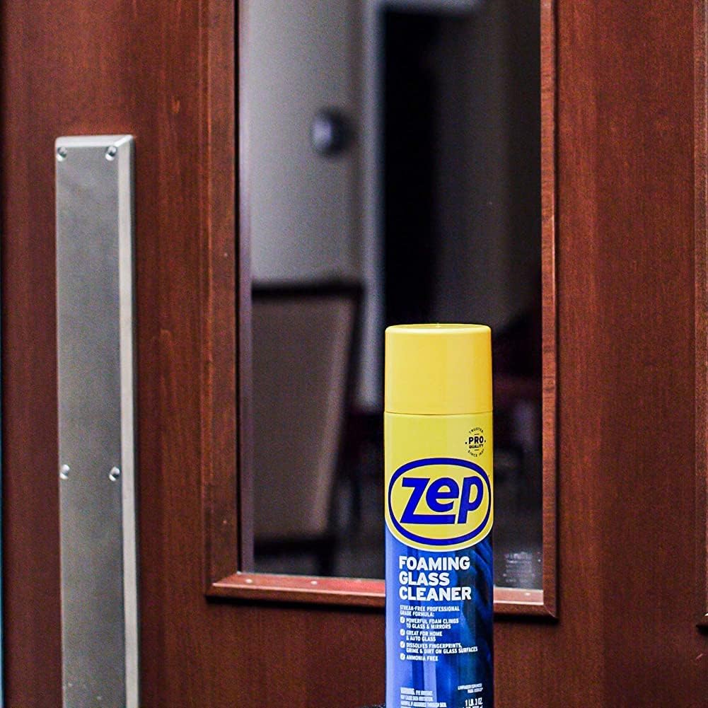 Zep Foaming Glass and Plexiglass Cleaner - 19 Ounces (Case of 2) ZUFGC19 - Foaming Formula Clings to Vertical Surfaces, Trusted by Pros