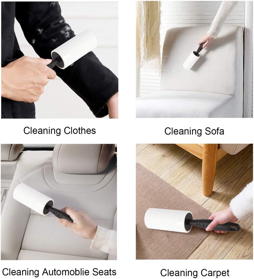 Lint Rollers for Pet Hair Extra Sticky, Pet Hair Remover Set Brush for Dog & Cat Hair Removal, Clothes, Furniture, 2 Handles with 4 Refills, 240 Total Sheets