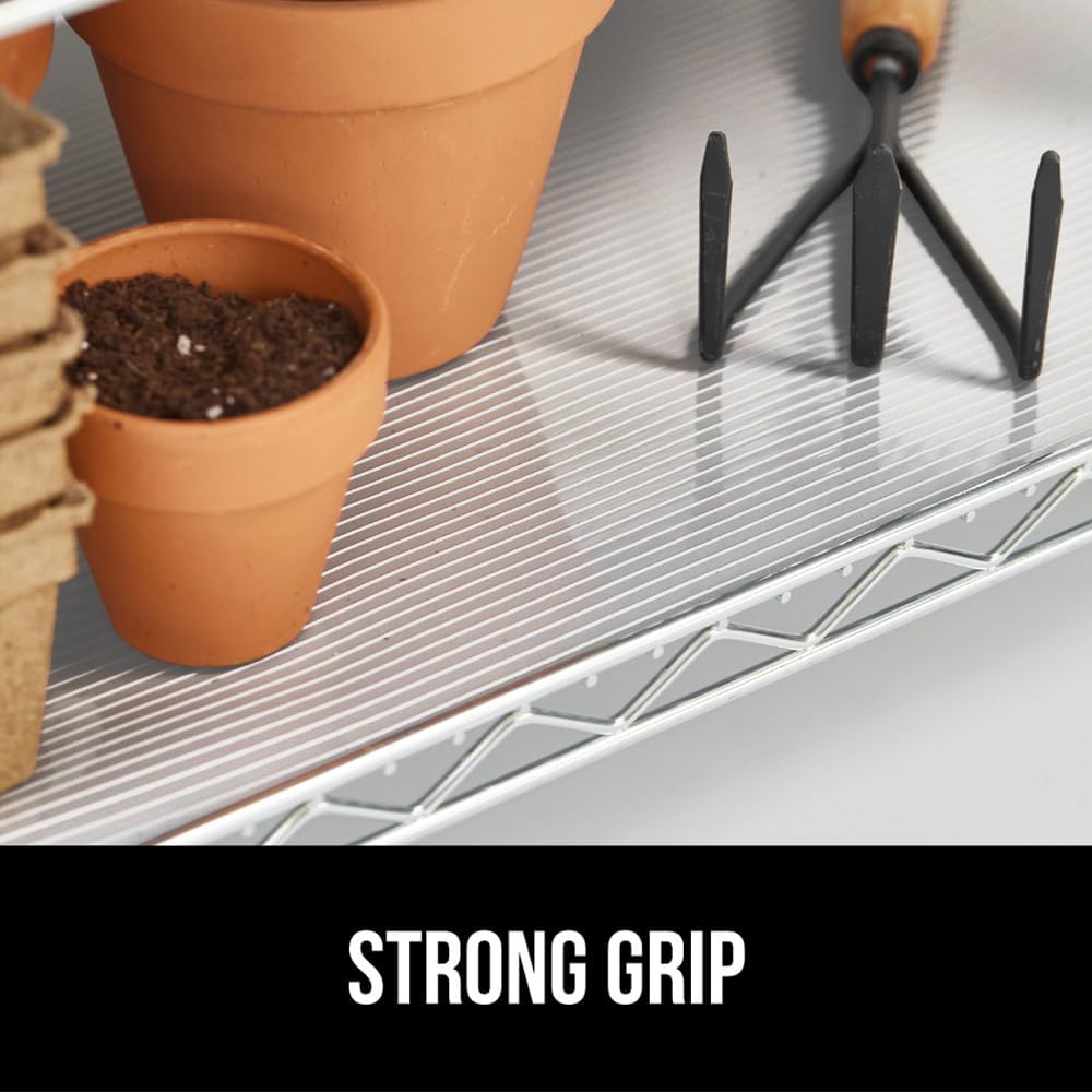GORILLA GRIP DuraGuard Shelf Liner, Non-Adhesive Cabinet Liners for Kitchen Drawers, Shelves, Refrigerator, Pantry Storage, Bathroom Closet, Durable Waterproof BPA Free Ribbed Plastic, 20x10 Clear