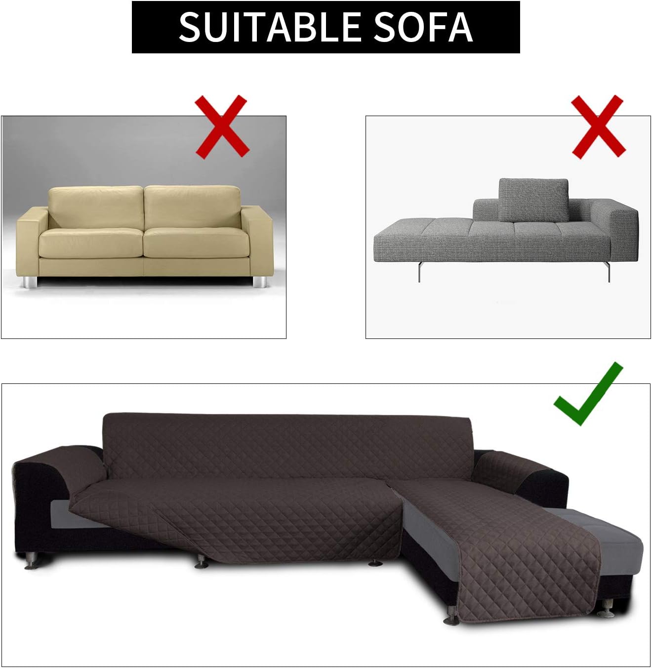Easy-Going L Shape Sofa Slipcover - Reversible Sofa Cover for Pets & Furniture Protection (Large, Chocolate/Chocolate)