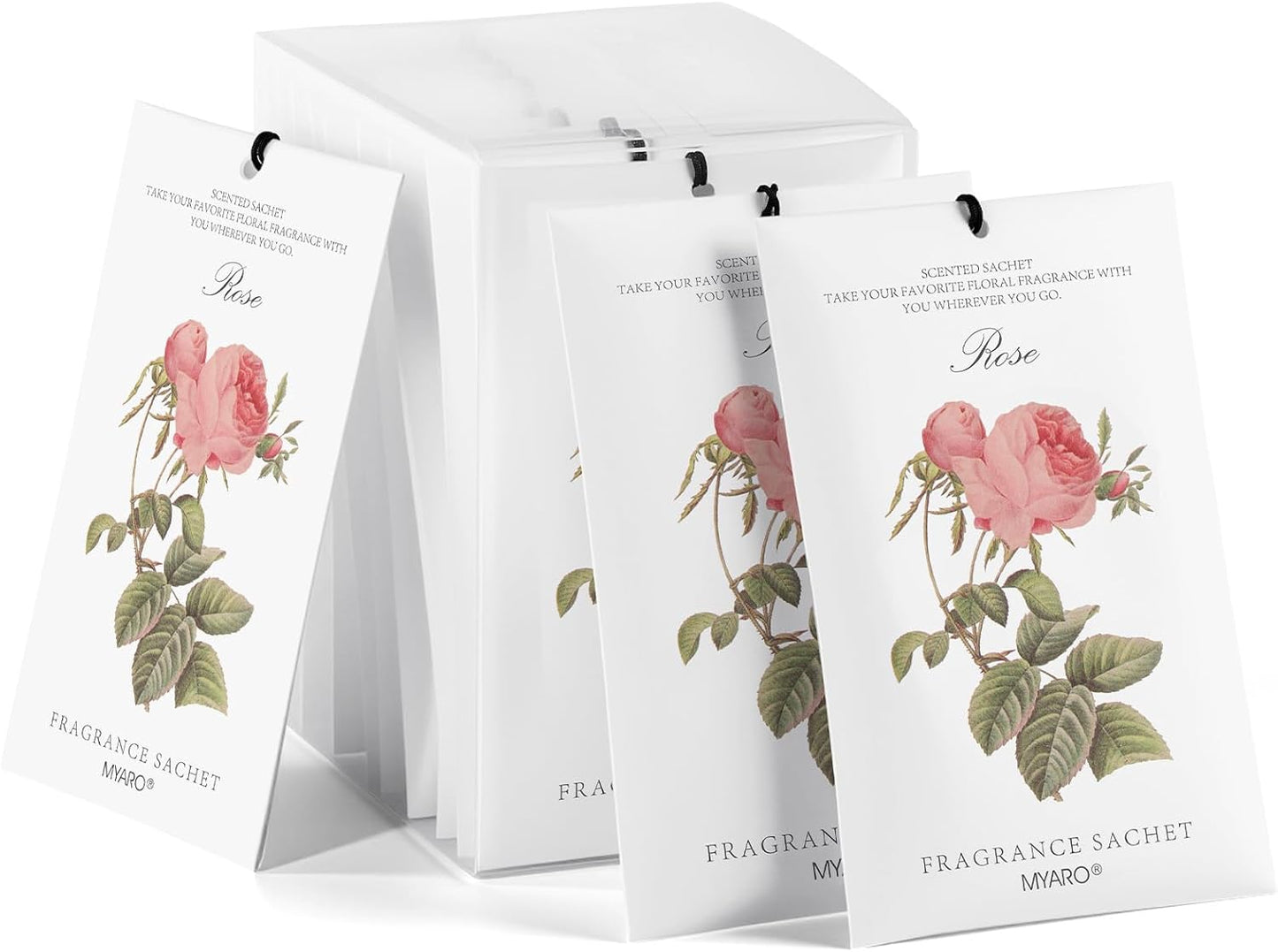 MYARO 12 Pcs Rose Sachets Deodorizer Room Air Freshener Long Lasting Home Odor Eliminating for Drawer Closet Storage