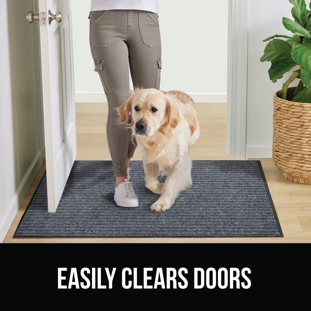 GORILLA GRIP Traffic Guard Door Mat, 2 Pack, Heavy Duty Waterproof Doormat, Commercial Office Space Welcome Mats, Stain and Fade Resistant, Low Profile, Strong Rubber Backing, 35x23, Gray
