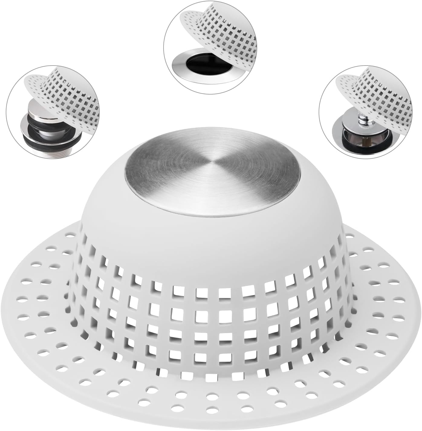 Shower Drain Hair Catcher, Bathtub Drain Cover Foldable Silicone Shower & Tub Protector for Pop-Up & Regular Drains