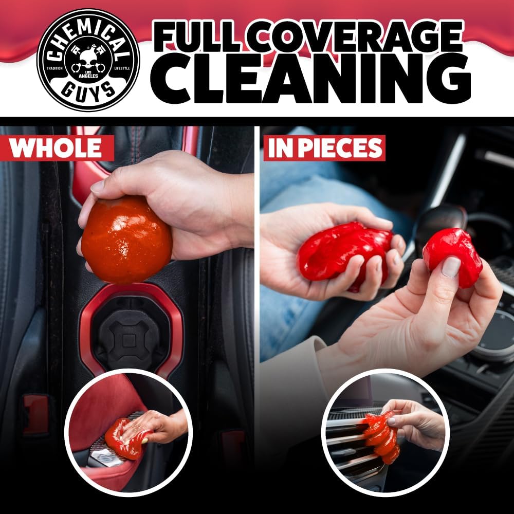 Chemical Guys Sticky Icky Car Cleaning Gel, Green Apple Scent - Detailing Kit, Automotive Dust Car Crevice Cleaner, Air Vent Slime, Cleaning Putty for Keyboard Accessories for Women (4 Pack) - CJR1004
