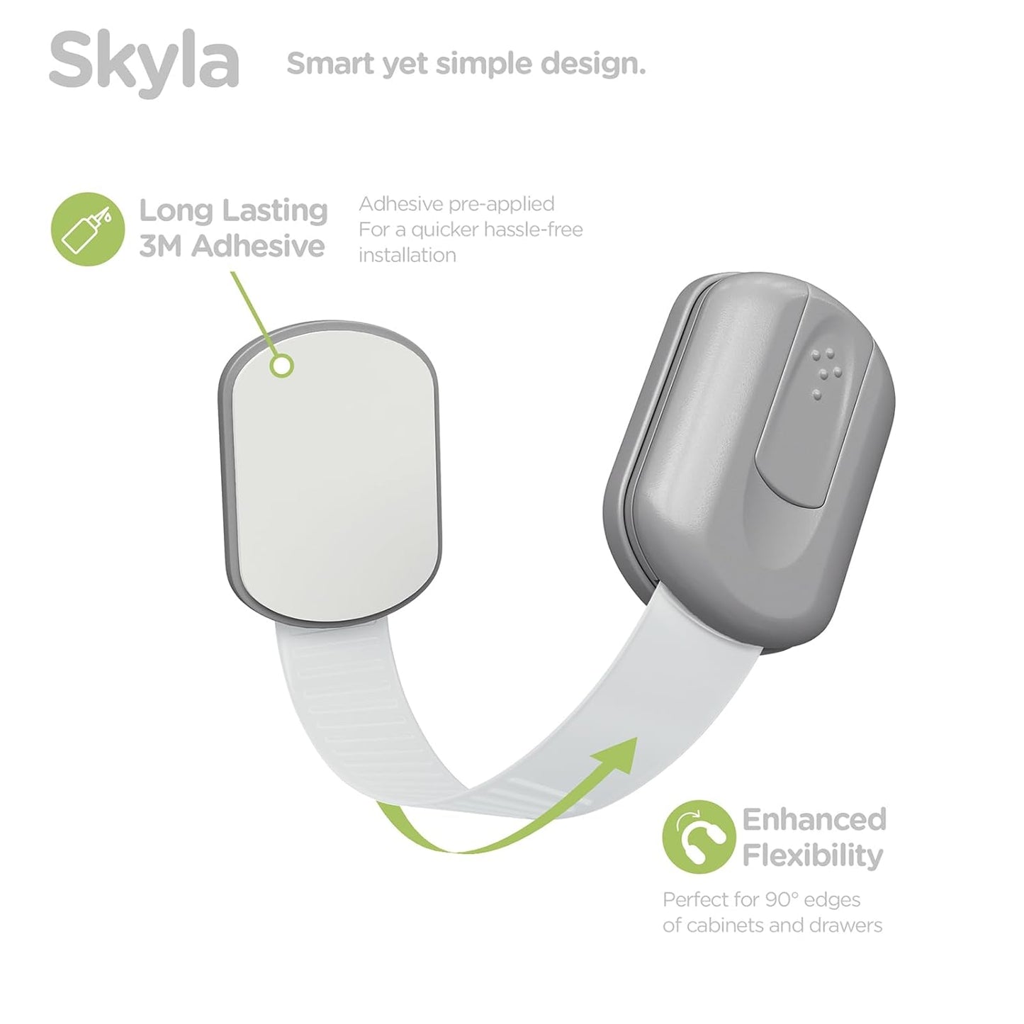 Baby Proofing Child Safety Locks (2 Pack) by Skyla Homes - The Safest, Quickest and Easiest 3M Adhesive Cabinet Latches, No Screws & Magnets, Multi-Purpose for Furniture, Kitchen, Ovens, Toilet Seats