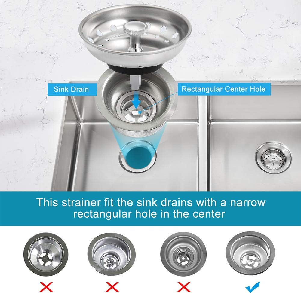 Kitchen Sink Drain Strainer 6 Pack Stainless Steel Sink Stopper, Anti-Clogging Kitchen Sink Drain Basket for Kitchen Sink Strainer Replacement Set