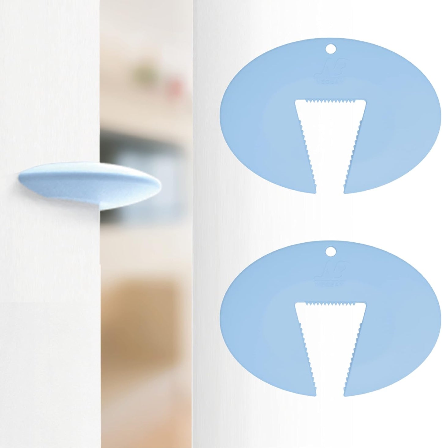 Door Pinch Guard and Door Slam Stopper, Durable Silicone Door Finger Pinch Guard, Prevents Finger Pinch Injuries, Slamming Doors, Door Safety for Kids, 2 Packs Blue Basic.