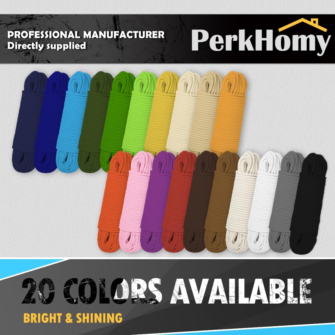 PerkHomy Cotton Rope 3/16" (5mm) 100 ft Multi Purpose Utility Diamond Braided Cord, Natural Cotton for Clothes Line Camping Crafting Flag Pole, Orange Red